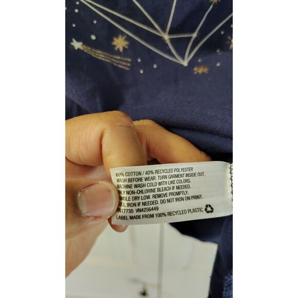 Cat & Jack Kids Girls Medium 7/8 Blue Heart and Star Graphic Long Sleeve T-Shirt - Picture 3 of 4